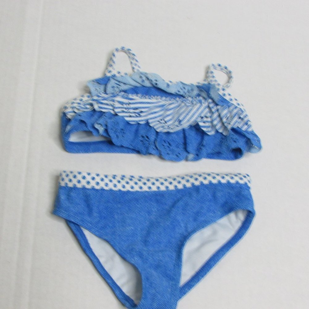 J Khaki Swim Bathing Suit 3T Two Piece Blue White